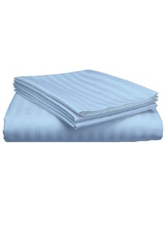 Buy Cotton Twin Striped Fitted Elastic Pack of 3 Bedsheet 120x200+15cm in UAE