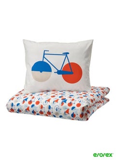 Buy Duvet cover and pillowcase bicycle pattern 150x200/50x80 cm in Saudi Arabia