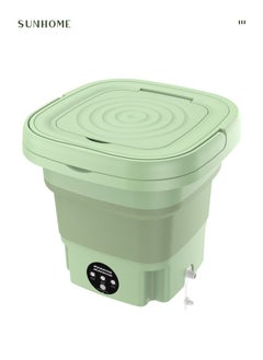 Buy Foldable and Portable Mini Washing Machine with Drain Basket for Traveling or Home 8L 10W MLSC-01 Green in Saudi Arabia