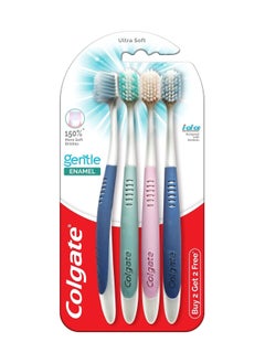 Buy Colgate Gentle Enamel Ultra Soft Bristles Manual Toothbrush for adults 4 Pcs Buy2 Get 2 Soft Bristles for Enamel Care Multicolor in UAE