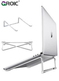 Buy Laptop Stand for Desk Adjustable Foldable Lightweight Aluminum Laptop Holder Riser, Flat Folding for Storage/Travel in Saudi Arabia