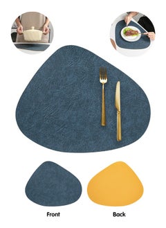 Buy Faux Leather Placemats Set, Washable Easy Clean Vinyl Placemats, Heat Resistant PVC Place Mats, (Blue&Yellow) in UAE