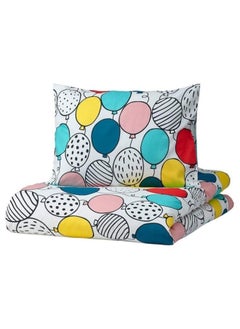 Buy Duvet Cover And Pillowcase, Balloon Pattern/Multicolour, 150X200/50X80 Cm in Saudi Arabia