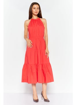 Buy Women Soli Midi Dress, Orange in UAE