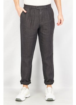 اشتري Men Carrot Fit Textured Dress Pants, Dark Grey في السعودية