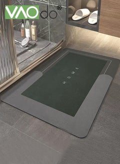 Buy Bath Mat Super Absorbent Bathroom Cushion Toilet Absorbent Non-Slip Mat Not Moldy Kitchen Porch Floor Mat 60*90CM Dark Green in UAE
