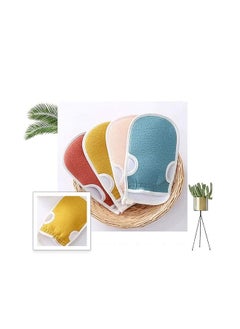 Buy A set of 3 pieces, a Korean cleaning and exfoliating towel, with dead skin exfoliating gloves, and a loofah bath sponge (multi-colored) in Egypt