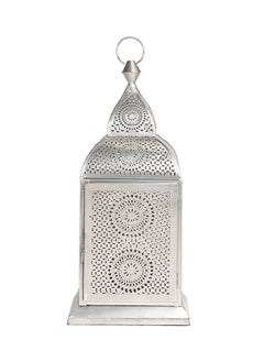 اشتري HilalFul Handmade Chakra Medium Silver Decorative Candle Holder Lantern | For Home Décor in Eid, Ramadan, Wedding | Living Room, Bedroom, Indoor, Outdoor Decoration | Islamic Themed | Moroccan في السعودية