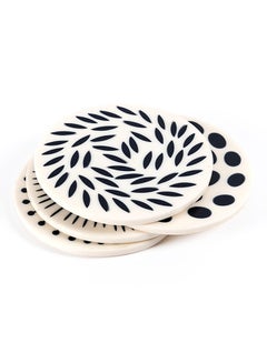 Buy 4-Piece Resin Coaster Set, Blue & White - 10cm in UAE