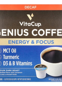 Buy Genius Coffee Medium Dark Roast Decaf 16 Pods 0.37 oz (10.5 g) Each in UAE