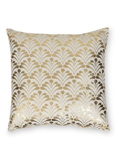 Buy Dana Foil Printed Filled Cushion, Ivory & Gold - 40x40 cm in UAE