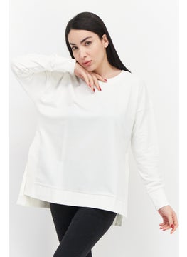 اشتري Women Crew Neck Long Sleeve Plain Sweatshirt, White في الامارات