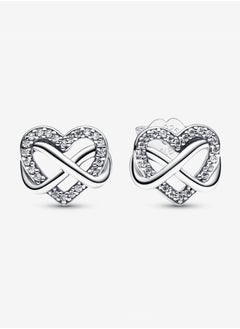 Buy Pandora Moments Cubic Zirconia Women's 925 Silver Shining Heart Earrings 292667C01 in UAE