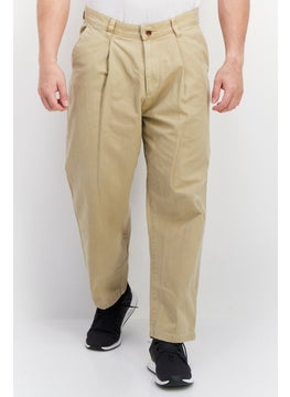 Buy Men Balloon Fit Solid Non Stretch Chino Pants, Beige in Saudi Arabia