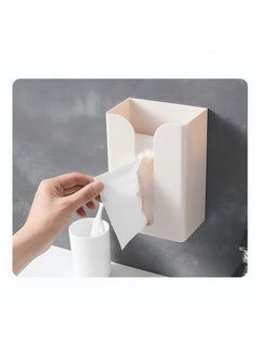 Buy Portable Tissue Box Toilet Paper Holder Wall Mounted Tissue Paper Cover Box Storage & Dispenser for Napkin Wipes Towels Bathroom Bedroom Kitchen Beige Color in UAE