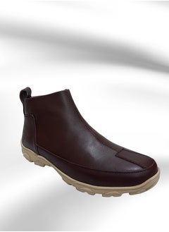 Buy Brown Chelsea boots without laces made of genuine natural leather and a toe sole in Saudi Arabia