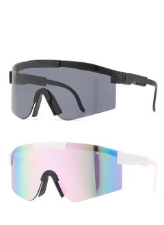 Buy Polarized Cycling Glasses for Men Women, 2 Pack UV Protection Sports Frameless Sunglasses, Anti-glare Trendy Sport Glasses UV400 for Cycling, Fishing, Running, Golf, Outdoor Sports in Saudi Arabia