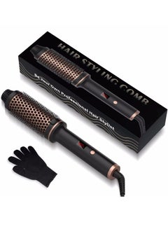 Buy Thermal Brush Curling Iron, 32mm Heated Curling Brush Ceramic Tourmaline Ionic Curling Iron for Curls and Straightening Dual-Use Volumizing Comb, Dual Voltage and LCD Display, 10 Temperature Settings in Saudi Arabia