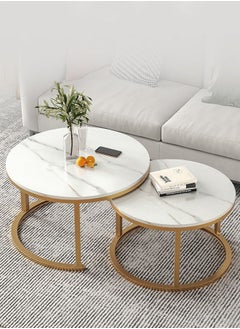 Buy 2 Round Coffee Table With Metal Frame in UAE