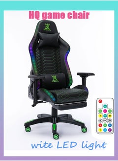 اشتري Gaming Chair Ergonomic Office Chair Headrest Lumbar Support Comfortable High Back Adjustable Reclining Computer Chair  Swivel Chair White With LED light(Black) في السعودية