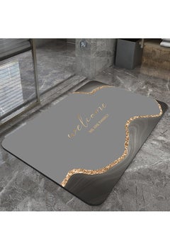 اشتري 1-Piece Bathroom Marble Super Water Absorbent Pattern Rug Anti-Slip Floor Mat Diatom Mud 60x40 cm في الامارات