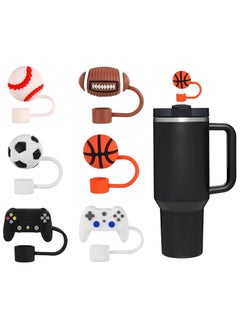 اشتري Straw Cover Cap for Stanley Cup, 6Pcs Silicone Straw Covers Cap Toppers for Stanley Cup 40&30 Oz, Boys/Girls Reusable Straw Tip Covers Compatible with Stanley, Hydro Flask and other 10mm Straws في السعودية