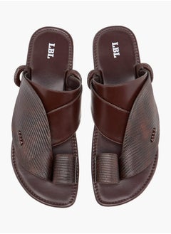 Buy Men Textured Slip-On Arabic Sandals with Toe Loop in Saudi Arabia