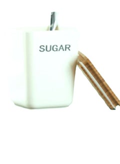 Buy Peony Sugar Canister With Lid White/Brown 11x11x14.5centimeter in Saudi Arabia