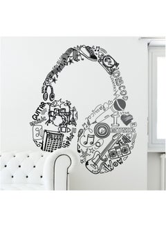 اشتري Headphone Music Icons Design Wall Decal - Wall Arts Home Decor - Wall Sticker, Size: 82x100 cm by Spoil Your Wall في الامارات