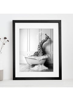 اشتري Giraffe In Tub Bathroom Poster With Frame 30x40 cm في الامارات