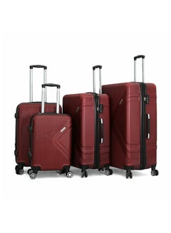 Buy Giordano Hardshell Luggage Trolley 4 pcs Set,Burgundy in Saudi Arabia
