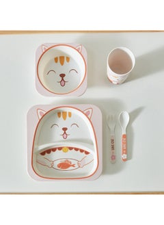 Buy Flutterby 5-Piece Kitty Bamboo Dinner Set 21.4 x 21.4 cm in UAE