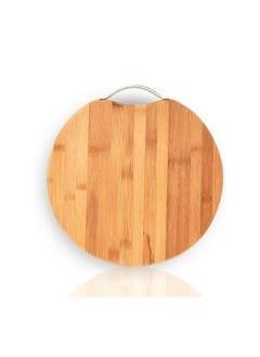 اشتري FEELINGS Round Bamboo Chopping Board - 34cm Diameter x 1.8cm Thickness | Chopping Board | Cutting Board | Wooden Cutting Board | Charcuterie Board في الامارات