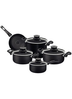 اشتري 9-Piece Nonstick Starflon Excellent Coating Cooking Pots And Pans, Casserole Set With Boiler Glass Lids في السعودية