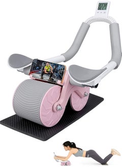 اشتري Automatic Rebound Abdominal Wheel Ab Roller Wheel with Timer Elbow Support for Beginners Exercise Double Wheel with Knee Mat Holder for Body Fitness Strength Training Home Gym في الامارات