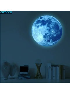 Buy Luminous Wall Sticker, 3D Moon Stickers, Glow In The Dark Home Decals Wallpaper, For Adults Kids Boy and Girl Living Room/ Bedroom Decoration, Blue in UAE