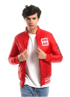 اشتري Branded Elastic Hem Waterproof With Manadin Collar Jacket - Red في مصر