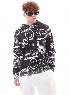 Buy Multicolour Patterned Winter Hoodie with Kangaroo Pocket in Egypt