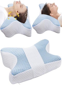 Buy Memory Foam Bed Pillow for Sleeping Size 55 X 8cm Neck Support Pillow for Shoulder and Neck Pain Relief Adjustable Orthopedic Bed Pillow for Sleeping in UAE