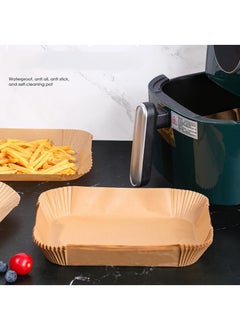 Buy 100 pieces of rectangular air fryer paper tray, disposable food grade baking silicone oil paper in Saudi Arabia