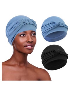 Buy 2 Pieces Head Wraps Turban Hats Headwear Twisted Braid Hair Cover Headwrap Hats Sleep Caps for Women Girls in Saudi Arabia