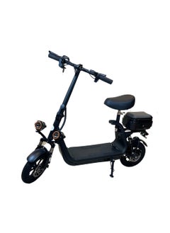 Buy Electric Scooter with Extra Seat and Storage Box | Electric Scooter for Adults | Electric Scooter with Two Seats | Foldable Electric Scooter | 48V Voltage | 500W Motor | Front and Rear Lights | Shock Absorption Suspension | Storage Box | Extra Seat for Passenger | Weight Capacity 120 KG | 12-Inch Tires in Saudi Arabia