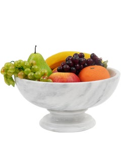 Buy Radicaln Marble Fruit Bowl White 10'x5 Inch Handmade Fruits Serving Bowl For Kitchen Organization - Large Fruit Bowl For Kitchen Counter - Modern Banana Holder in UAE