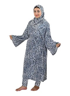 Buy SolSuave Women's Fashion Swimsuit Long Sleeve Burkini Full Cover Muslim Swimwear with leopard print. 4pcs Islamic Burkinis Wear of Hijab, Long Sleeve, Long Pants, and Chiffon. in UAE