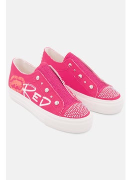 اشتري Women Poppy Brand Logo Slip On Casual Sneaker Shoes, Pink Combo في السعودية