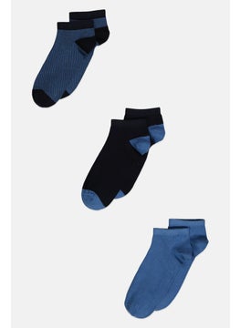 Buy Men  3 Pair Solid Socks, Navy/Blue in UAE