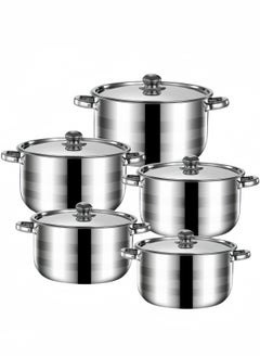 Buy 5-piece Thickened Stainless Steel Cookware Set 18-26 Cm with 5 Steel Pot Lids Cover in Saudi Arabia