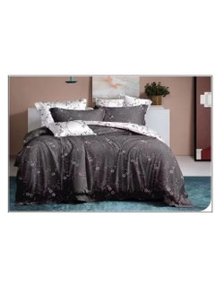 Buy 6-Pieces Glace Cotton Printed Fancy Comforters Set Fixed duvet, fitted bedsheets and pillowcase King Size F08 in UAE