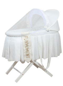 Buy Portable Baby Moses Basket Bassinet Cot With Durable Stand White in Saudi Arabia