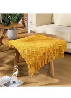 Buy Soft and Breathable Napping Blanket Cotton Yellow 127 x 70cm in Saudi Arabia